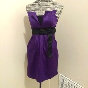 Strapless Royal purple cocktail dress with POCKETS